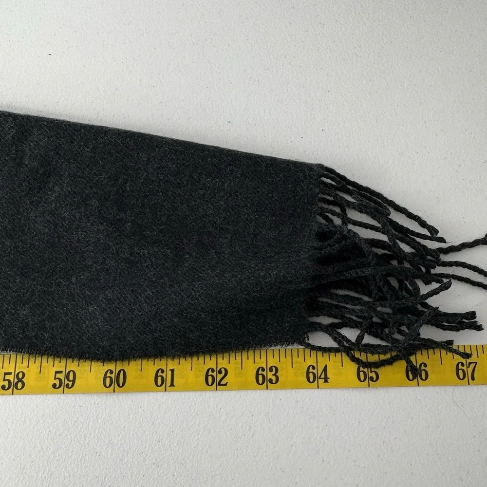 Vintage 100% Cashmere Winter Scarf Gray Fringe Raw Hem Made In Scotland Luxury